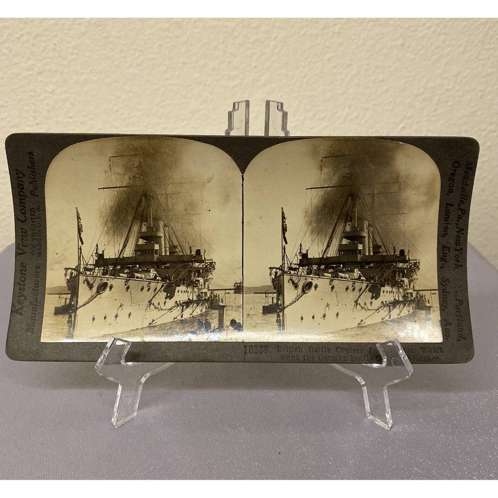 1920's Stereo-view Card # 16259 British Battle Cruise "Indomitable"Keystone View